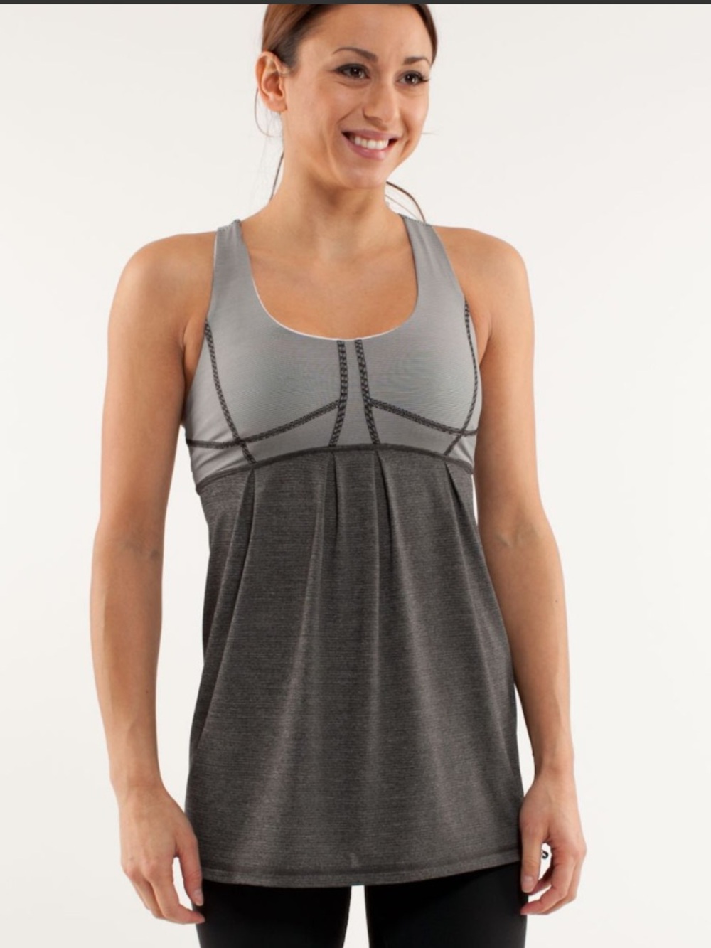 lululemon athletica Run Your Heart Out Tank - Heathered Black/White Black Stripe